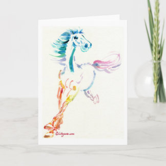 Wilder Pferdegeist - Romping Horse Watercolor Card Karte
