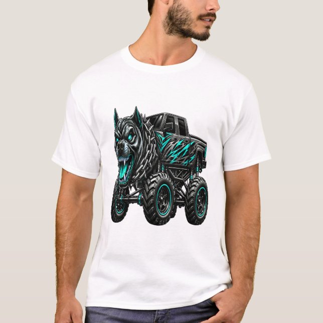 Wilder Pitbull-Monstertruck T-Shirt (Vorderseite)