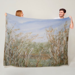 Wilder Rand einer natürlichen Wasserfarbe des Teic Fleecedecke