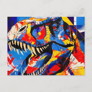 Wilder Retro-T-Rex-Dinosaur-Fusion Feiertagspostkarte