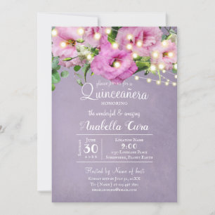 Wilder Rosengarten Flieder Quinceañera Einladung