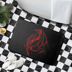 Wilder roter tribaler Drache Silhouette Fantasy Badematte
