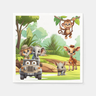 Wilder Safari-Dschungel-Tier-Papier-Servietten – 1 Serviette