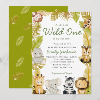 Wilder Safari-Dschungel-Tiere Jungen-Baby-Party  Einladung