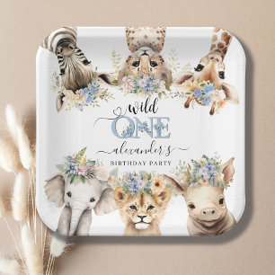 Wilder Safari-Junge 1. Geburtstag Papierplatte Pappteller
