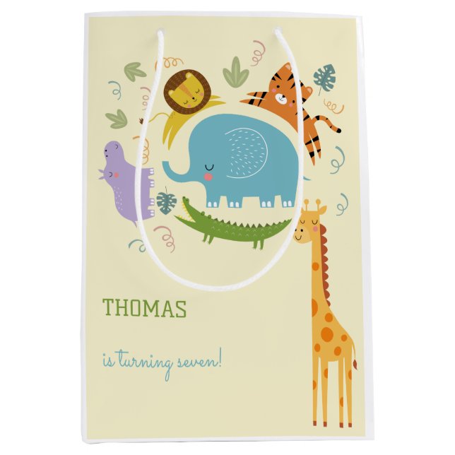 Wilder Safari-Kindergeburtstag Mittlere Geschenktüte (Vorderseite)