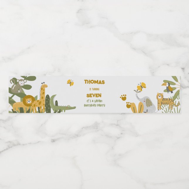 Wilder Safari-Kindergeburtstag Wasserflaschenetikett (Einzelnes Label)