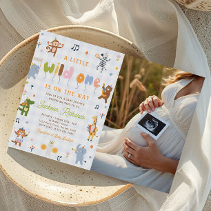 Wilder Safari-Tiere Baby Shower Foto Einladung