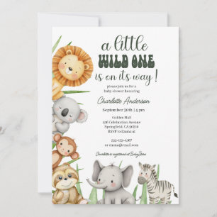 Wilder Safari-Tiere Junge Baby-Party Einladung