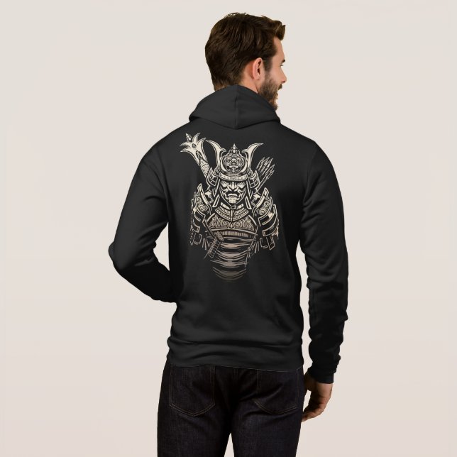 Wilder Samurai-Krieger – Kühne japanische Rüstung Hoodie (Schwarz voll)