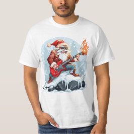 Wilder Santa, der Gitarre in Schnee spielt T-Shirt