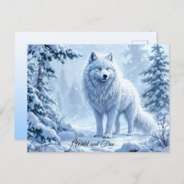 Wilder Schnewolf Raubtier Natur Winterkunst Postkarte
