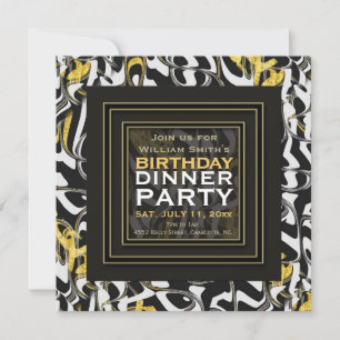 Wilder! Schwarz-Weiß-Gold-Design-Dinnerparty Einladung