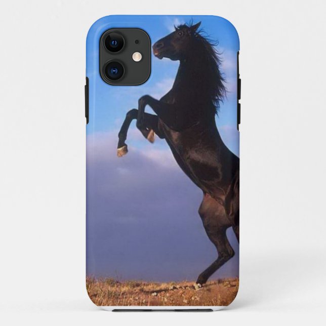 Wilder schwarzer Stallion, der Pferd züchtet Case-Mate iPhone Hülle (Rückseite)
