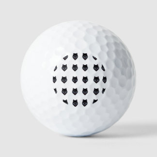 Wilder schwarzer Wolf mit roten Augen Aufkleber – Golfball