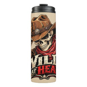 Wilder Seelen-Skelett-Cowboy-Western-Design Thermosbecher