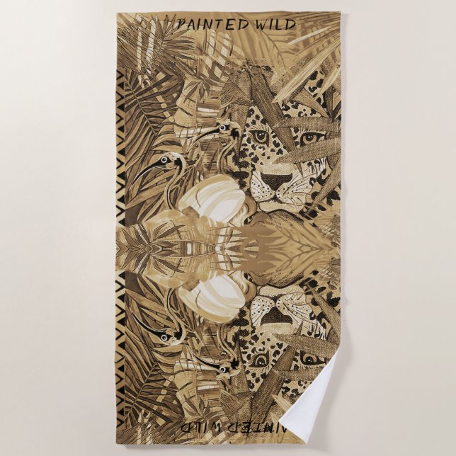Wilder Sepia Leopard   Strandtuch (Vorderseite)