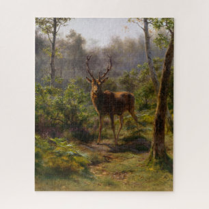 Wilder Stall (Männliche Hirsche) im Wald Puzzle