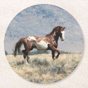 Wilder Stallions-Untersetzer Runder Pappuntersetzer