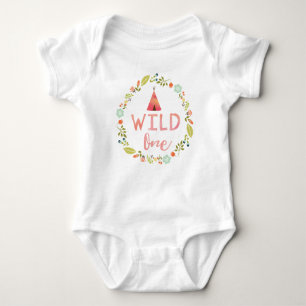 Wilder Stammes- Teepee-Rosa-Blumenbaby-Bodysuit Baby Strampler