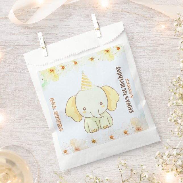 Wilder süßer Elefant zum 1. Geburtstag Geschenktütchen (Ausgeschnitten)