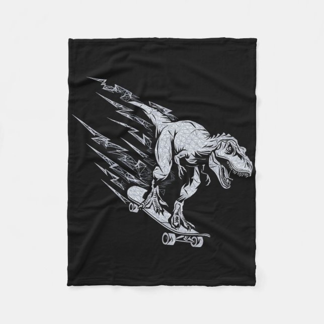 Wilder T-Rex Skateboard fährt mit Blitzgeschwindig Fleecedecke (Vorderseite)