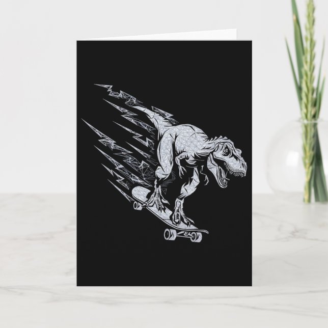 Wilder T-Rex Skateboard fährt mit Blitzgeschwindig Karte (Vorderseite)