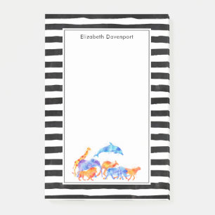 Wilder Tierherde Farbenfrohe Wasserfarbe Post-it Klebezettel