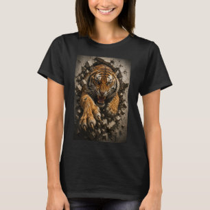 Wilder Tiger Durchbricht Wand T-Shirt