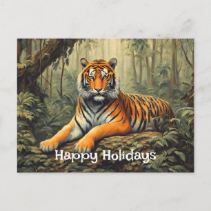 Wilder Tiger im tropischen Wald Vintage Postkarte