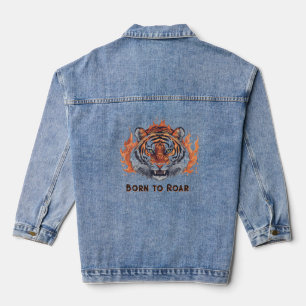 Wilder Tiger mit Flammen - Anpassbarer Text Jeansjacke