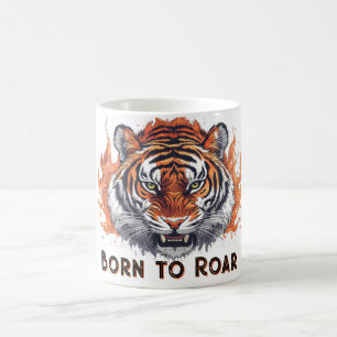 Wilder Tiger mit Flammen - Anpassbarer Text Kaffeetasse