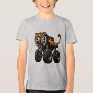 Wilder Tiger-Monster-Truck-Entwurf Tri-Blend Shirt