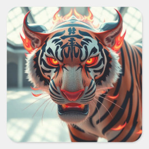 Wilder Tiger Quadratischer Aufkleber