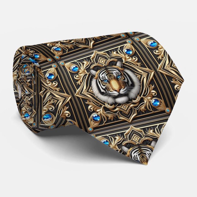 Wilder Tiger Schlips | Maskuline Herrenmode Krawatte (Gerollt)