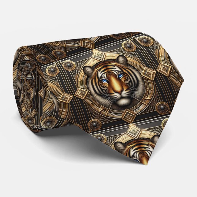 Wilder Tiger Schlips | Maskuline Herrenmode Krawatte (Gerollt)