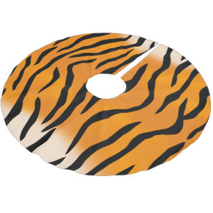 Wilder Tiger Stripes Muster Polyester Weihnachtsbaumdecke