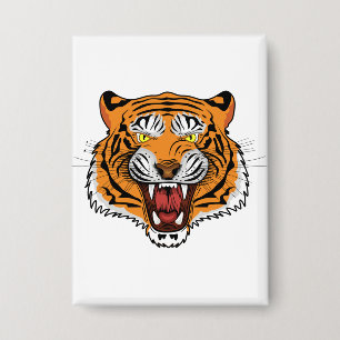Wilder Tigerkopf Illustration-24327 Button