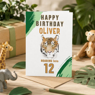 Wilder Tigerkopf Wasserfarben Geburtstag  Karte