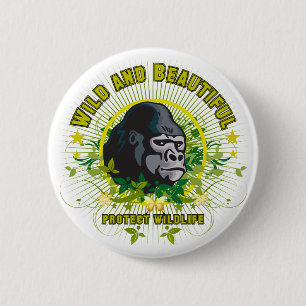 Wilder und schöner Gorilla Button