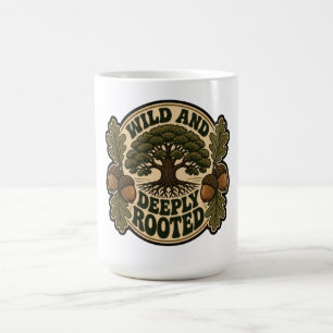 Wilder und tief verwurzelter Vintage-Eichenbaum Kaffeetasse