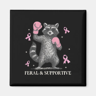 Wilder und unterstützender Funny Raccoon Brustkreb Magnet