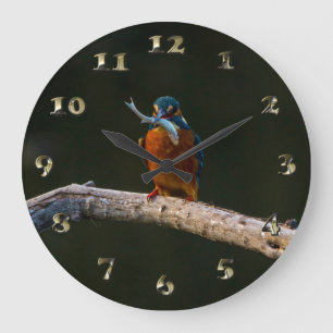 Wilder Vogel auf dem Zweig Große Wanduhr