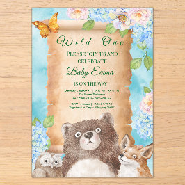 Wilder Wald Baby Shower Wasserfarben Kunst Acryleinladungen