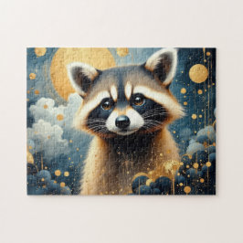Wilder Waschbär bemalt Puzzle