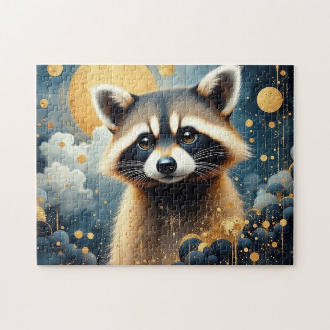 Wilder Waschbär bemalt Puzzle (Horizontal)
