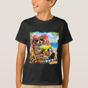 Wilder Waschbär Sommer Stimmung Lustiges Margarita T-Shirt