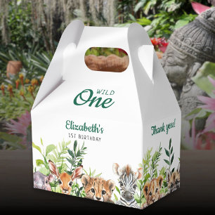 Wilder Wasserfarben-Safari-Tiere 1. Geburtstag Geschenkschachtel