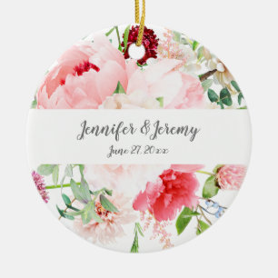 Wilder Wasserfarbengarten Hochzeitskuchen Keramik Ornament