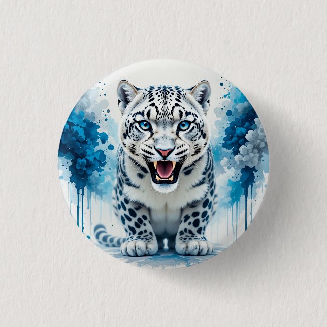 Wilder Weißer Leopard Button (Vorderseite)